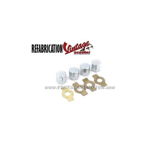 Jeu de 4 ecrous borgnes tete 12 mm avec rondelles frein ACMA 1954-58 / 150 GL